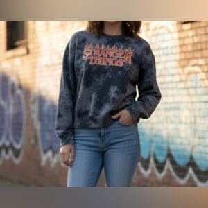 Netflix Gray and  Black Sweatshirt STRANGER 
THINGS
